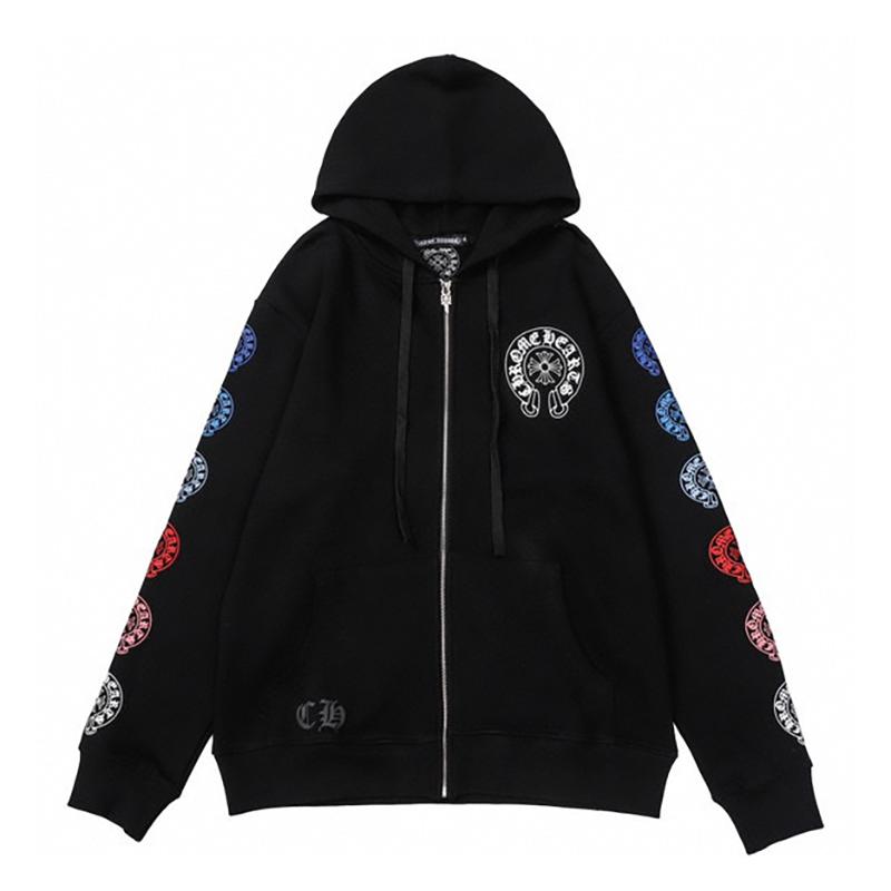 827 CHROME HEARTS 2025 Autumn and Winter New Plus Size Classic Style Logo Zipper Hooded Sweatshirt, Suitable for Couples to Wear