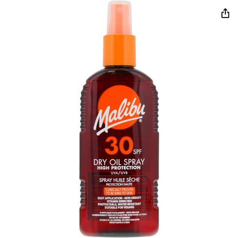 Suchy Olejek W Sprayu Wodoodporny Do Opalania Wegański Spf 30 Malibu 200 Ml