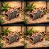 Realistic Reptiles Cave Hide Box Safe Comfortable Shelter Waterer and Feeders For Geckos Turtles And Amphibians