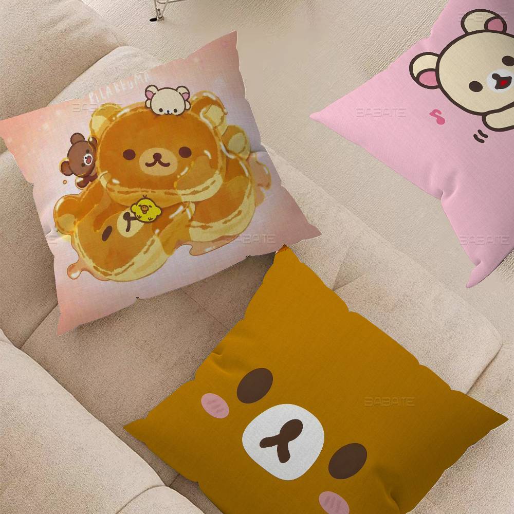 Cute Cartoon RRilakkuma BBear Cushion Cover Inches Farmhouse Decor Home Throw Pillow Covers for Couch Decorations