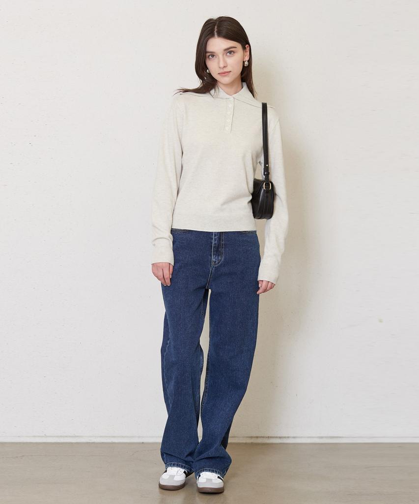JUN BY JUN K 5-Button Placket Knit Top_Ivory