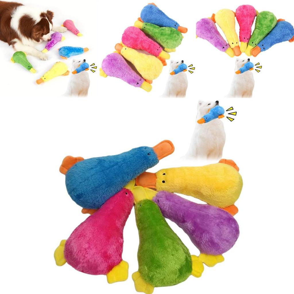 Colorful Squeaky Duck Toy For Dogs Durable Plush Chew Resistant Pet Training Toy