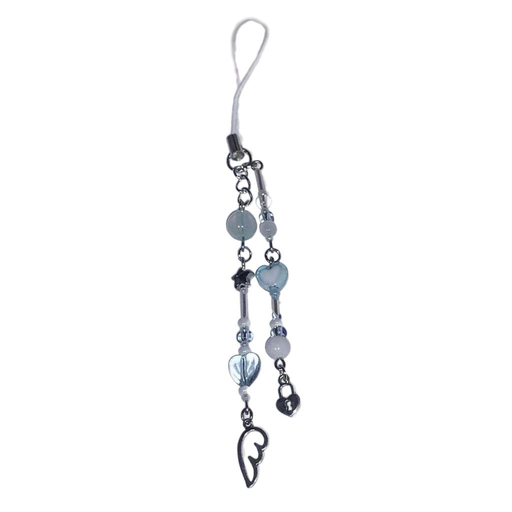 Handcrafted Beaded Phone Chain Lightweight Keychain Charm Portable Keyrings Accessory for Daily Use and Parties