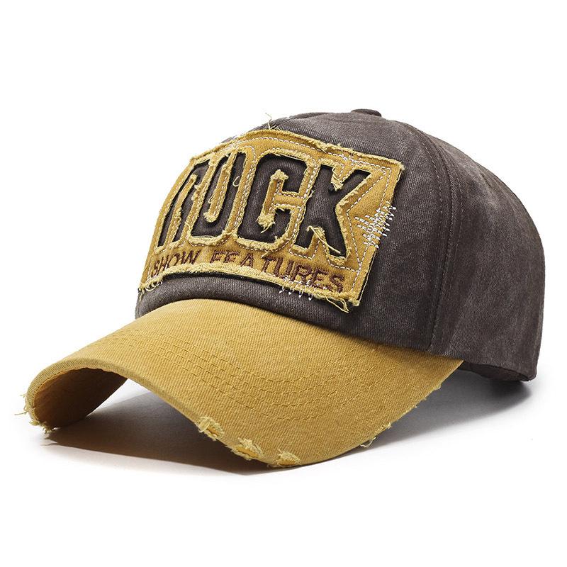 Vintage Distressed Cotton Baseball Cap with Ripped Edges, Sun Protection, and American Letter Design