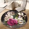 1pc Floral Bouquet with Roses and Jasmine Round Carpet, Perfect for Decorating Chairs, Living Rooms, Or Bedrooms, for Living Room.047