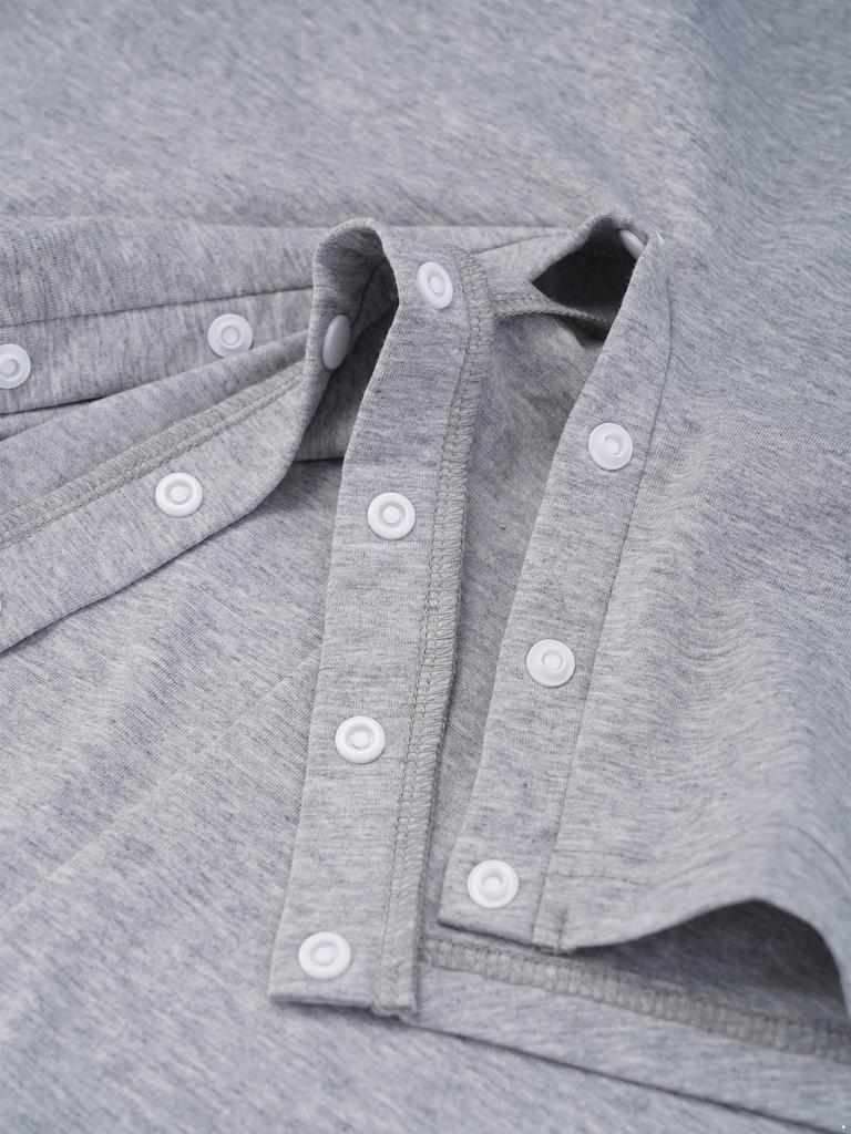Combinaison Adaptative Unisex pour Enfants Col Rond Manches Longues Boutons-Pression à l'Entrejambe Couleur Unie Besoins Spéciaux