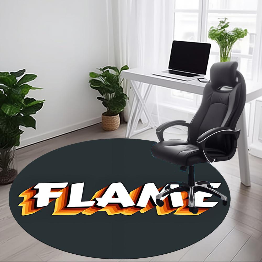 1pc Flame Office Round Rug, Non-slip, Soft and Durable Office Rug for Interior Decoration, Perfect for Office,Decoration Yy260204087