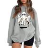 Women's Comfortable Round Neck Long Sleeve Sweatshirt Loose Fit Casual with Color and Halloween Print