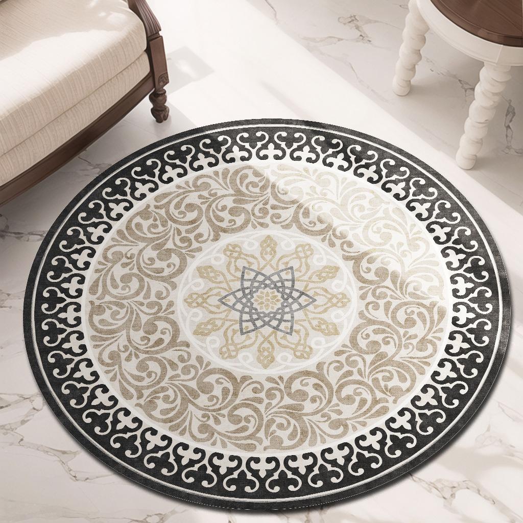 Light Luxury Geometric Artistic Mandala Floral Printed Carpet Table Chair Mat Suitable for Living Room Bedroom Decoration Mat