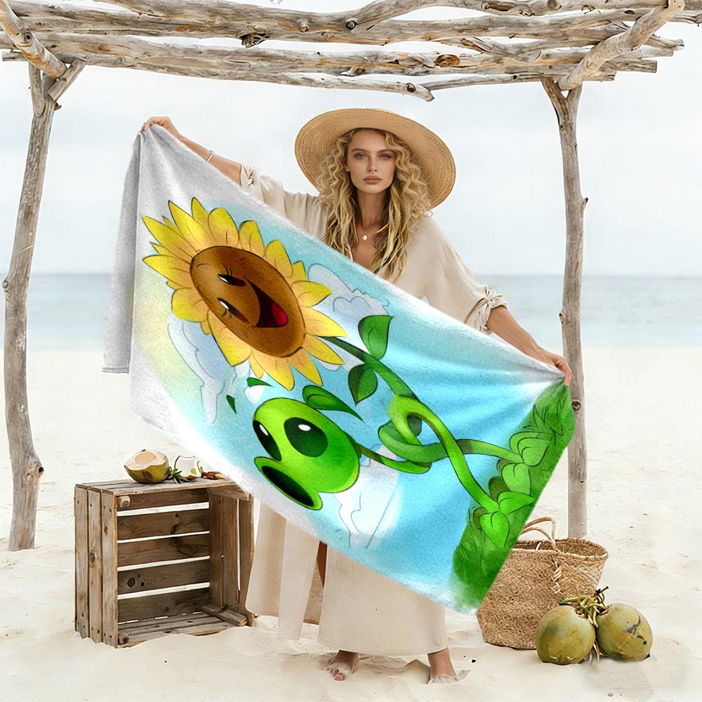 Plants Vs. Zombies Beach Towel Quick-Dry Soft Microfiber Comfortable Lightweight Suitable for Swimming, Gym, Camping, Yoga Vacation
