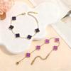 Trendy 18K Gold Plated Clover Lucky Bracelet White Black Red Green Flower Four Leaf Link Jewelry Gifts Bracelets for Women