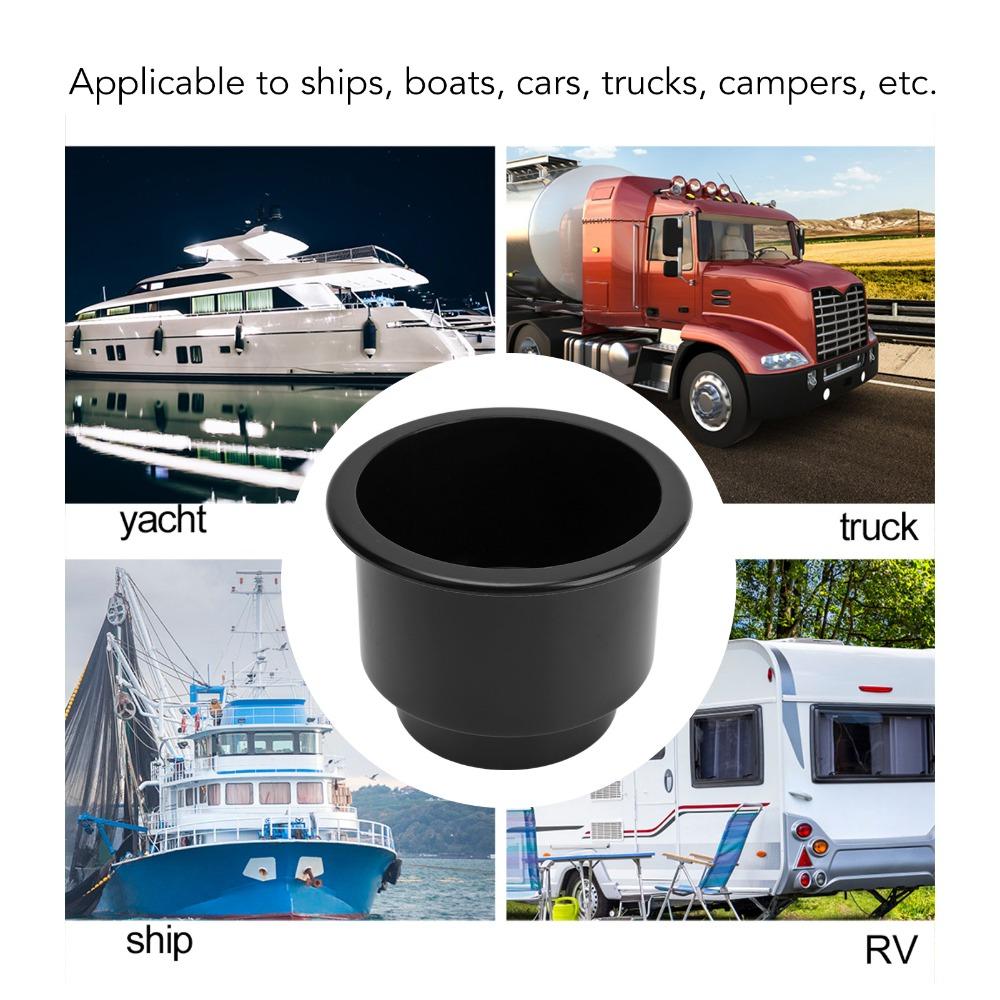 Easy Clean Black Cup Holder White Smooth Surface Recessed Drink Holder Drain Hole Insert Drink Holders Yacht Use