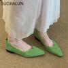 Fashion SUOJIALUN 2025 Spring New Women Flat Shoes Fashion Round Toe Shallow Slip On Ladies Boat Shoes Soft Flat Heel Single Shoes