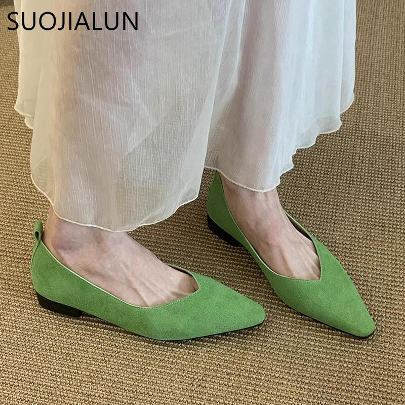 Fashion SUOJIALUN 2025 Spring New Women Flat Shoes Fashion Round Toe Shallow Slip On Ladies Boat Shoes Soft Flat Heel Single Shoes