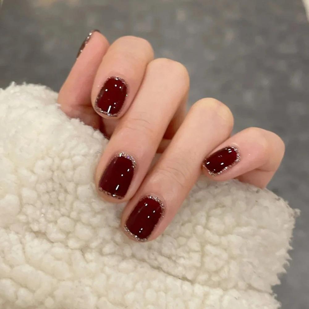 

Square Head Ballerina False Nail Christmas Nail Tips Fashion French Fake Nails Women