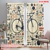 2pcs,2D Plane Printing Pattern Curtains Bike Oasis Versatile Polyester Fabric (without Rod) Gifts Ldeal for Living Room and