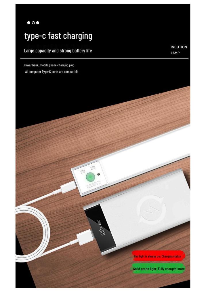 Rechargeable Magnetic Induction LED Night Light for Wardrobes, Cabinets, and More; No Wiring Needed