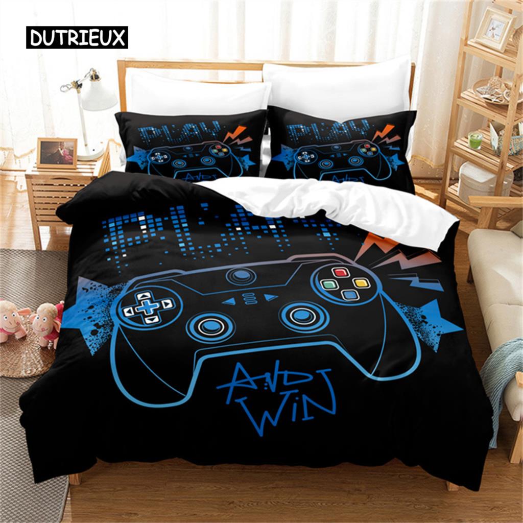Games Duvet Cover Kids Gamepad Bedding Microfiber Video Game Controller Comforter Cover Twin Full for Teen Girl Boy Bedroom