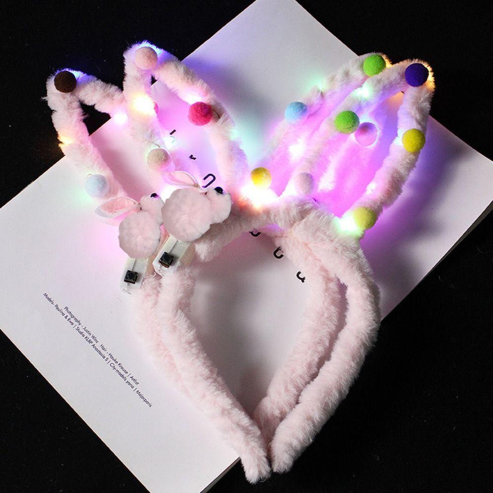 Luminous Rabbit Ears Glow Hair Band Fashion Plush Hair Hoop LED Lights Headband  Concert Prop