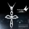 925 Silver Plated Cross Pendant Necklace for Women Angel Wing Cross Chain Collarbone Jewelry