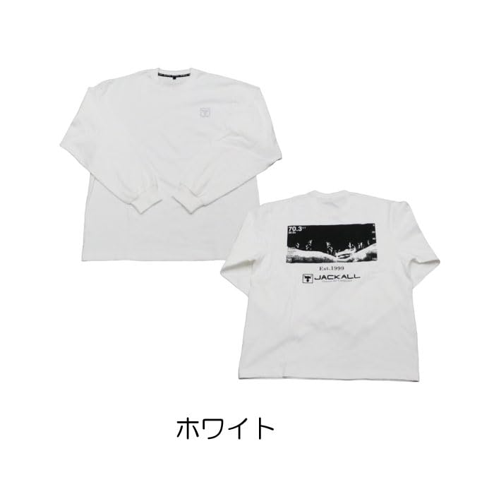 JACKALL Graphic Long Sleeve Tee, White, Size Small