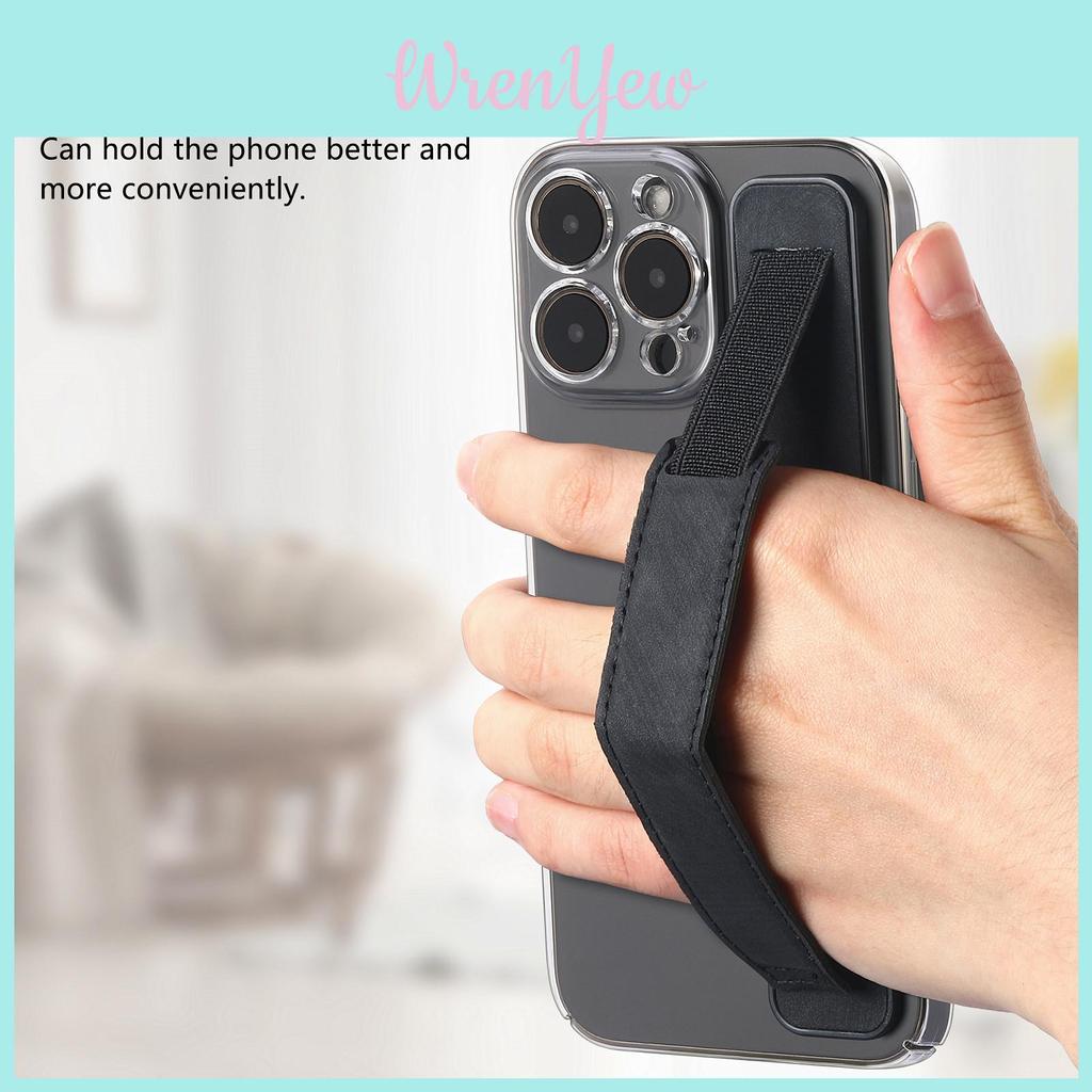 Pu Material Phone Holder With Stretchable Wristband For Home Office