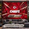 Wall Hanging Tapestry Custom NameKansas City Chiefs Pattern Personalized Printed Fabric Wall Decor