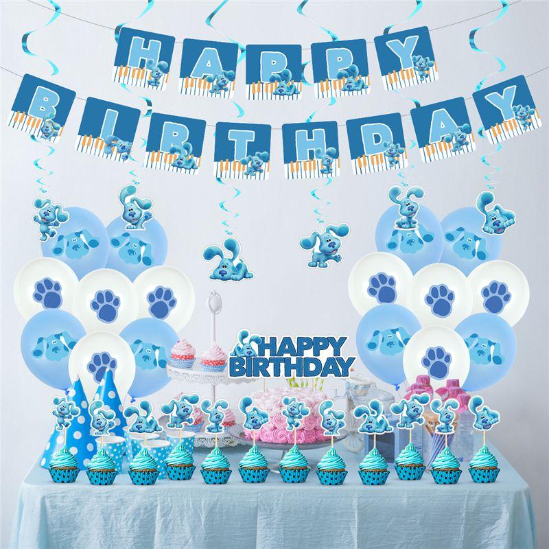Vibrant Blue's Clues Kids Themed Birthday Party Decor Set With Happy Birthday Banner And Balloons