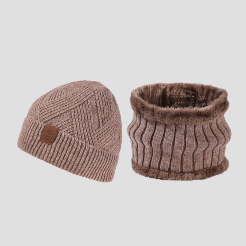 Men's Wool Thick Knitted Hat Scarf Winter Cashmere Ear Protection Warm Wool Hat