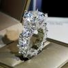 Bagues Argentées Très Populaires Pour Femmes Carrées Zircon Cubique Bijoux Bague de Mariage Fiançailles Vente en Gros Taille 6-10
