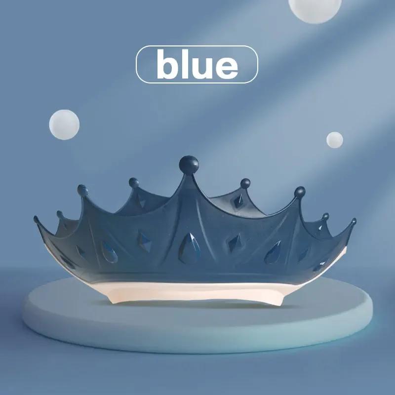 Children s waterproof shower cap, cartoon baby shower cap, shampoo cap, crown design, available in three colors синий