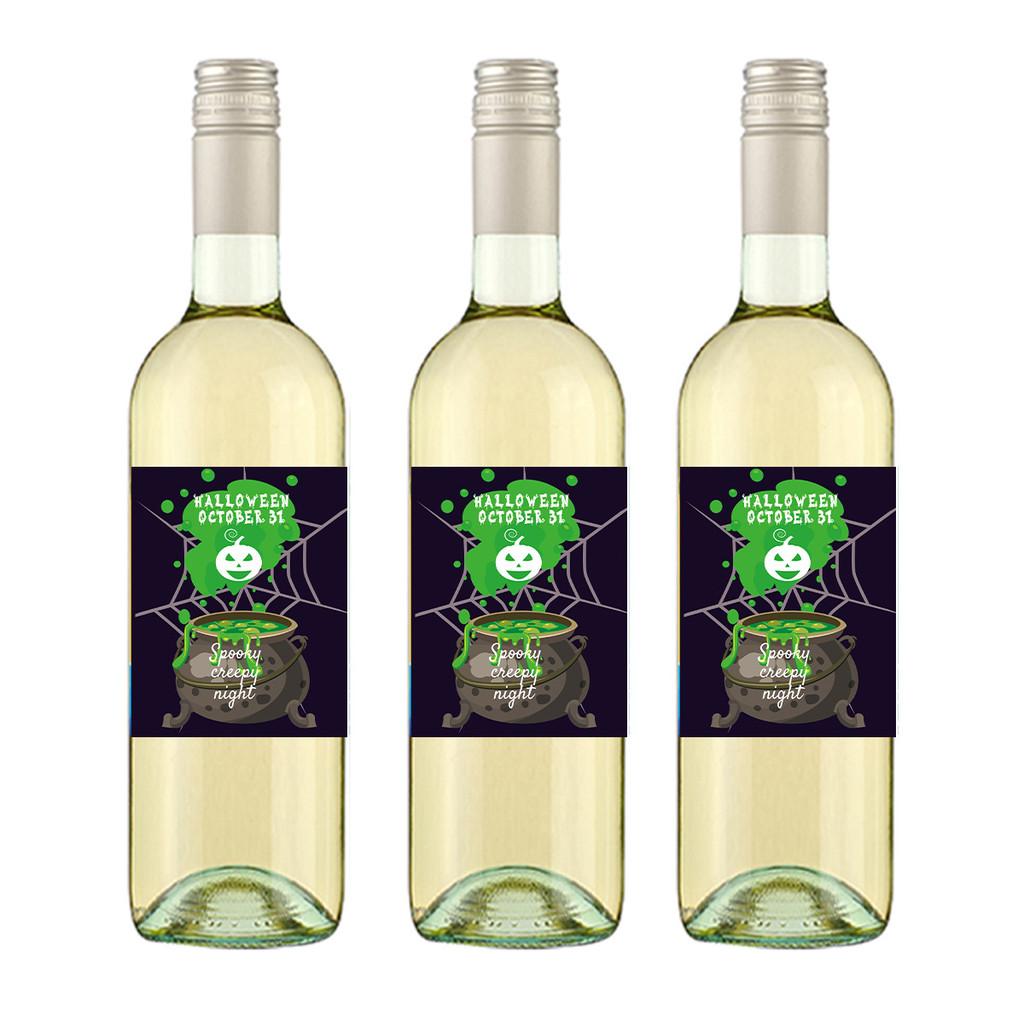 Self Halloween Adhesivewine Bottle Stickers With Pumpkin Print For Party Venue