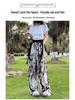 Women's High-Waist Wide-Leg Ink Wash Print Summer Trousers