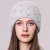 Wool Hat with Diamonds Women's Autumn and Winter Fleece Scarf Hat Knitted Pullover Hat