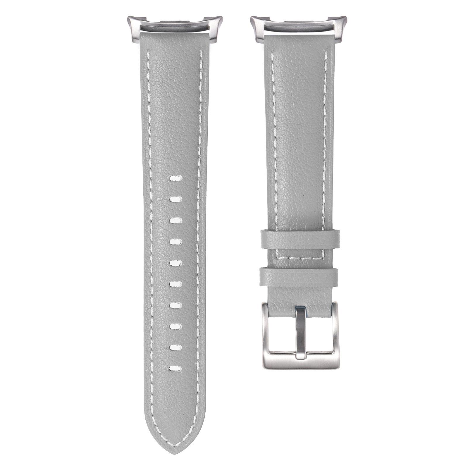 Modisches Echtleder-Uhrenarmband für Samsung Galaxy Watch8/9 Classic, Leder-Uhrenarmband für Samsung Galaxy Watch Ultra 40/44/46mm grau