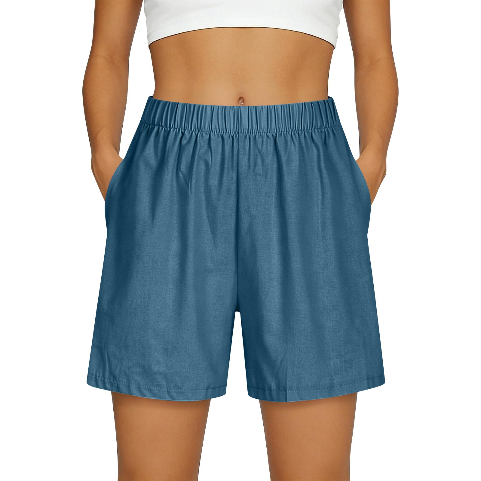 

Women s Shorts With Pockets, Casual Shorts S синий