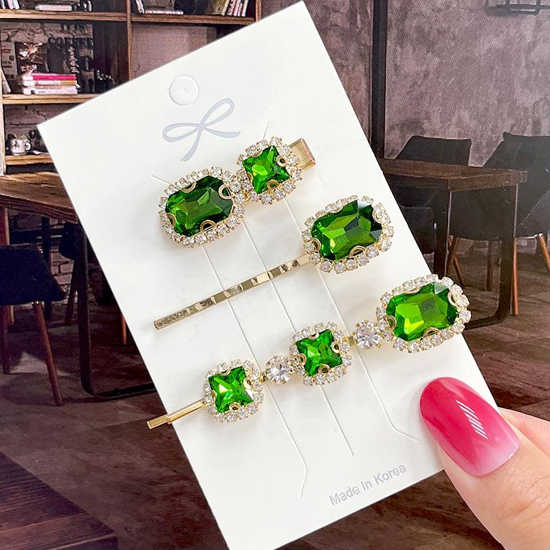 Fashion Shiny Luxury Full Crystal Pearl Women Barrettes Waterdrop Hair Clip Hairgrips Geometric Hair Accessories Korean Headwear