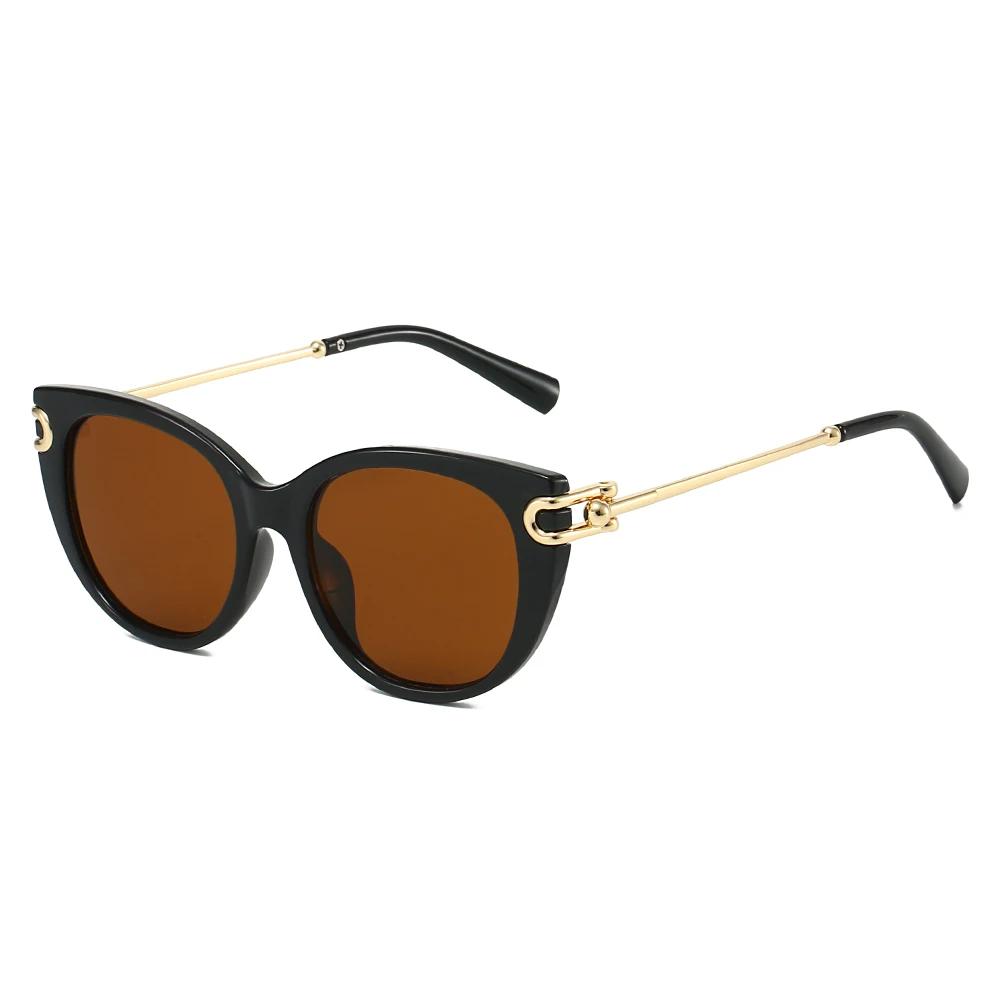 2026 New Two-Tone Sunglasses: Cat-Eye Silhouette, Silver Accents, Stylish Streetwear Piece – High-End Ins-Style Shades