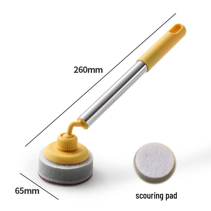 Non-stick Pan Cleaning Brush - Long Handle, Non-Damaging Scrubbing Sponge for Pots and Dishes