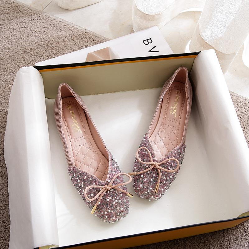 

Новые туфли-лодочки с бантом, женские, с плоской подошвой, туфли-бини, с неглубоким вырезом, туфли на платформе, большой размер 41-43 33 розовый