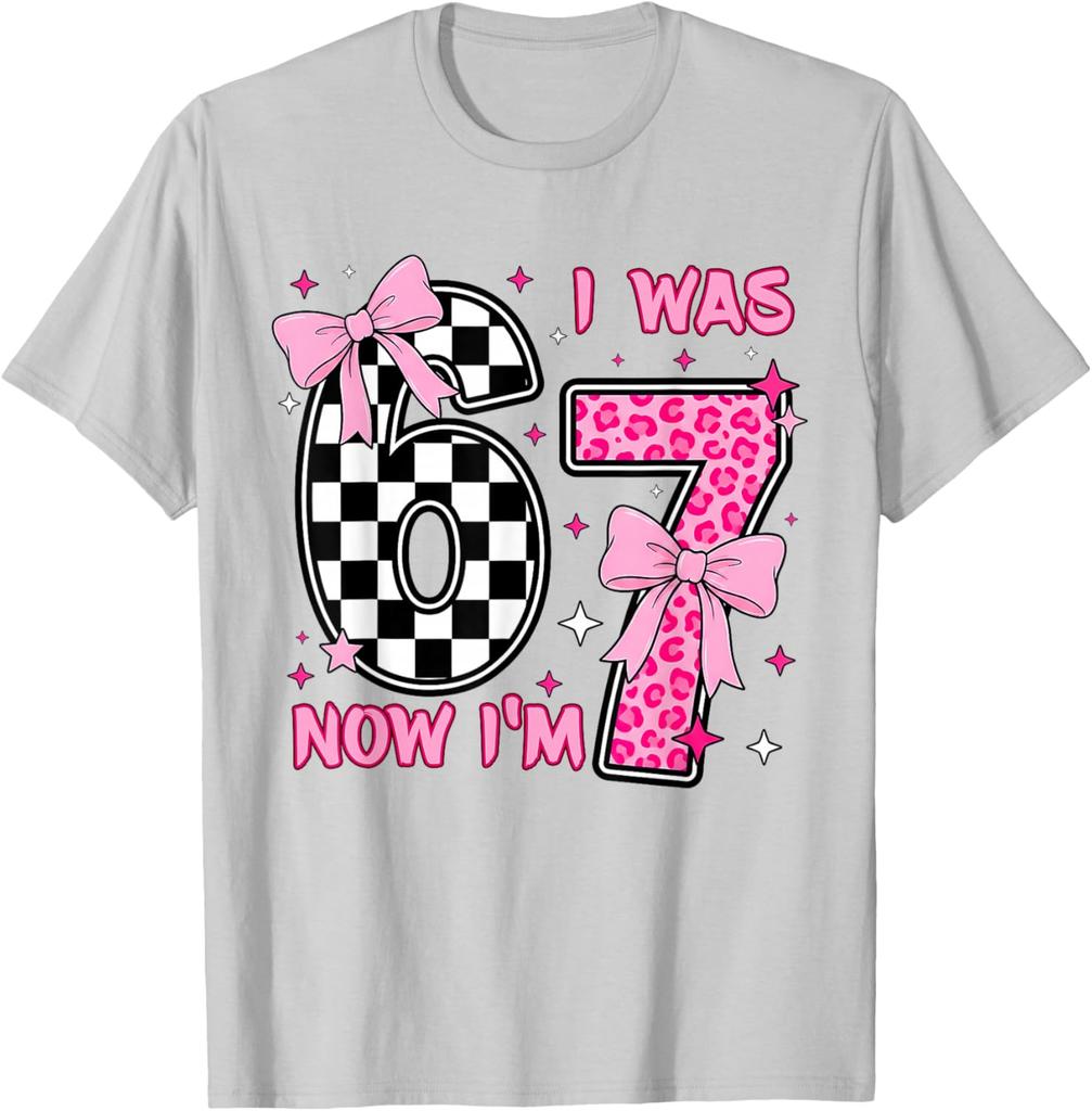 I Was 6 Now I'm 7 Printed Summer Boys and Girls Fashion Comfortable Breathable Short Sleeve Top