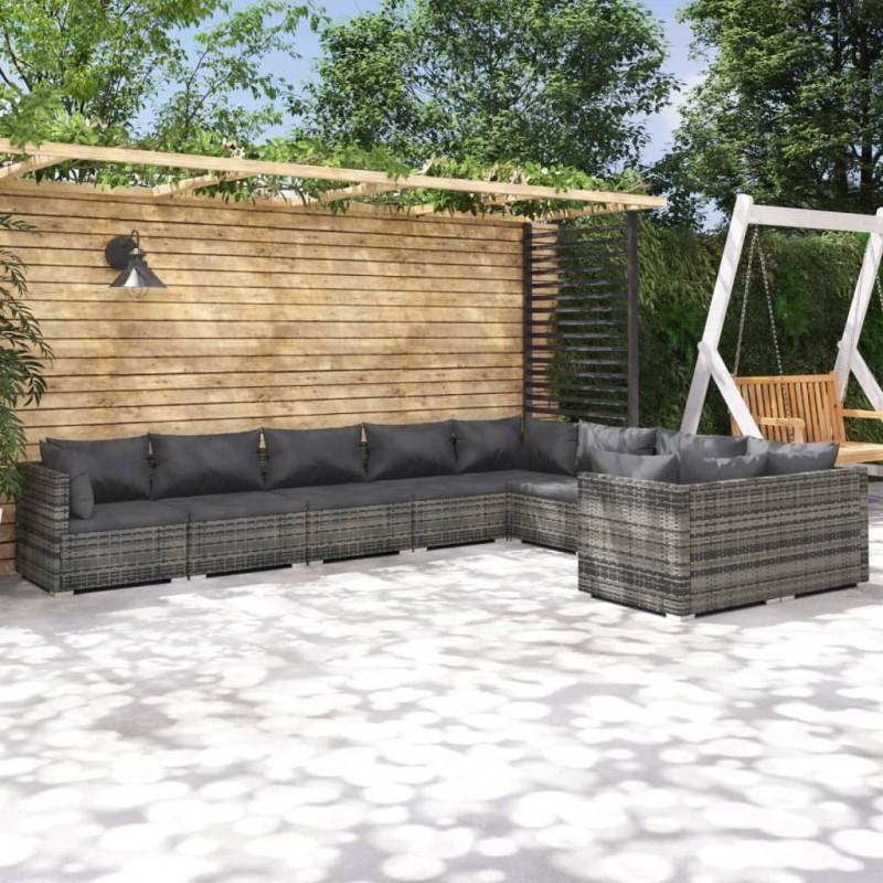 Day and Night - Day and Night Garden Furniture Set 9 Pieces and Gray Synthetic Rattan Cushions