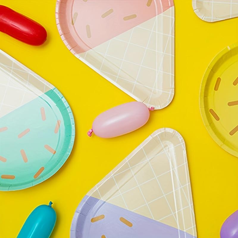 6pcs Mix Color Ice Cream Disposable Tableware Paper Plates For Wedding Birthday Party Baby Shower Kids Summer Party Decoration