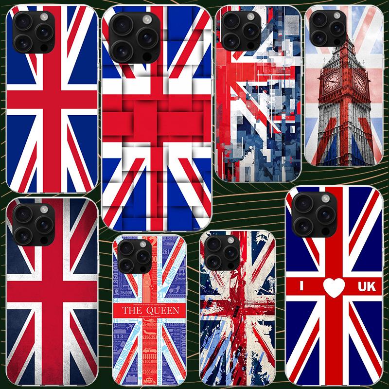 Custodia Bandiera Union Jack Inghilterra UK per iPhone 17 Air 16 16E 15 14 11 Pro Max Cover Morbida per Telefono 12 13 Mini 7 SE 2020 8 Silicone Nero