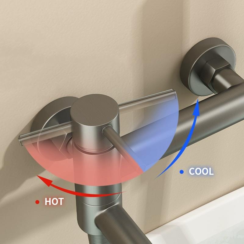 Baterie Cadă Duș Baie cu Pipa Rotativă pentru Cadă și Duș de Mână Alamă Montat pe Perete Amestecător Apă Caldă Rece Robinet Cadă