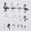 10 st tibetansk brons silverfärgade hängen antika smyckestillverkning DIY handgjorda hantverk flamingohängen för smyckestillverkning