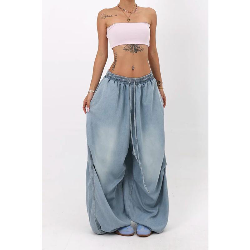 Y2K Oversized Cargo Jeans Women Streetwear Hip Hop Wide Leg Denim Pants Fashion Harajuku Grunge Baggy Casual Trousers New