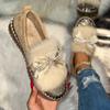Women's Slip-On Winter Slippers with Rhinestone Bow Plush Faux Fur-Like Collar
