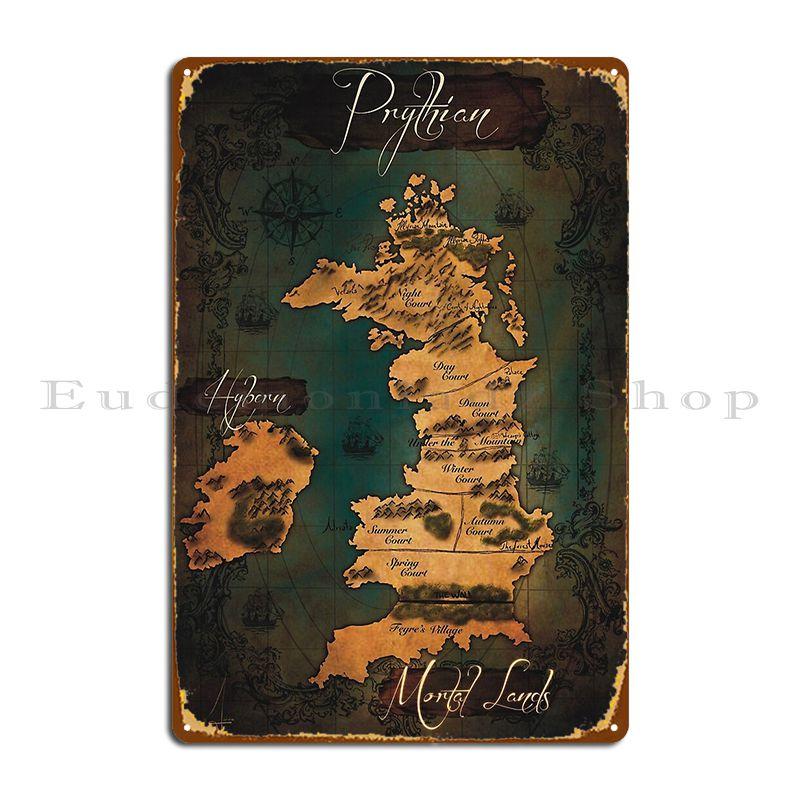 Prythian Map Metal Sign Vintage Mural Funny Customized Cave Tin Sign Poster 20X30CM