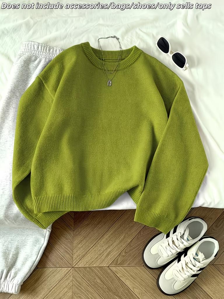 Lazy wind round neck loose knitted sweater women's autumn and winter new versatile pullover sweater platform supply chain